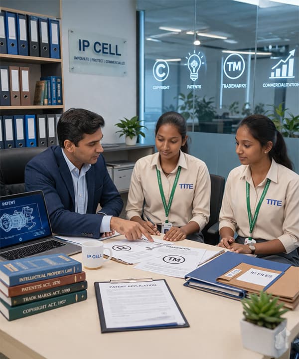 IP Cell for patents, trademarks, and commercialization
